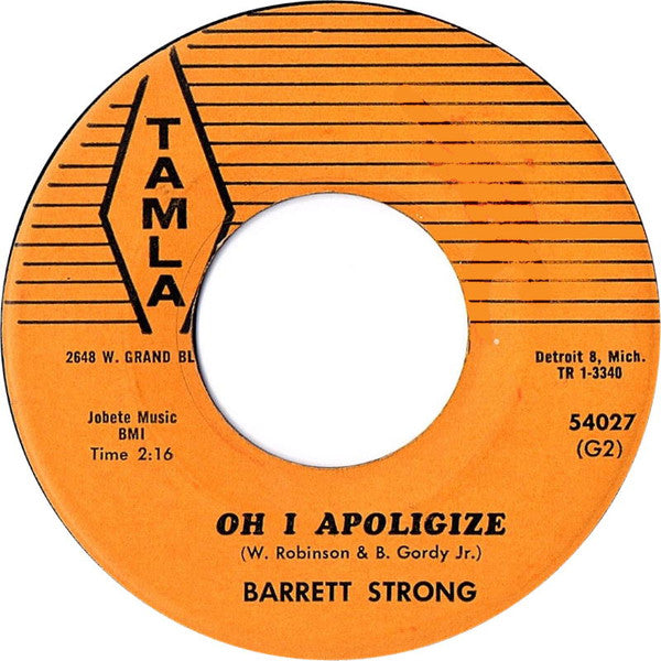 Barrett Strong : Money (That's What I Want) / Oh I Apoligize (7", Single, Mono)