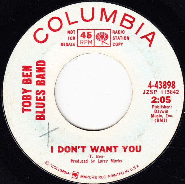 Toby Ben Blues Band : I Don't Want You / Married Woman (7", Promo)