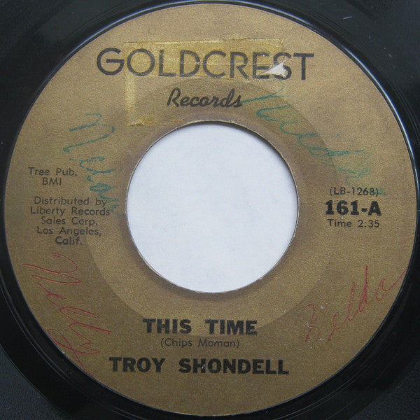 Troy Shondell : This Time (7")