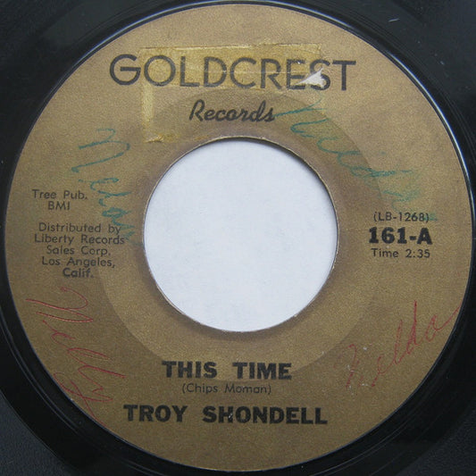 Troy Shondell : This Time (7")