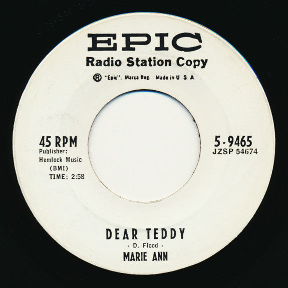 Marie Ann : (I Know That) Your Heart's Not Made Of Wood / Dear Teddy (7", Promo)