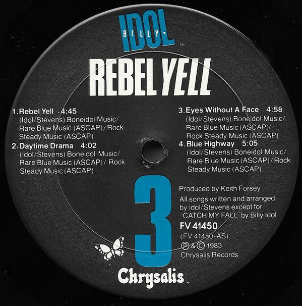 Billy Idol : Rebel Yell (LP, Album, Pit)