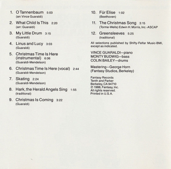 Vince Guaraldi Trio : A Charlie Brown Christmas (CD, Album, Club, RE, CRC)