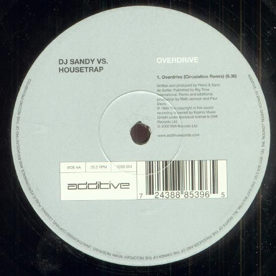 DJ Sandy (4) Vs. Housetrap : Overdrive (12")