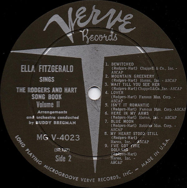 Ella Fitzgerald : Sings The Rodgers And Hart Song Book Volume 2 (LP, Album, Mono)