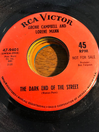 Archie Campbell And Lorene Mann : The Dark End Of The Street (7", Promo)