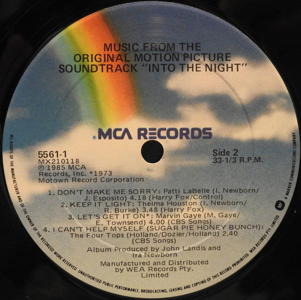 Various : Into The Night (Music From The Original Motion Picture Soundtrack) (LP, Album)