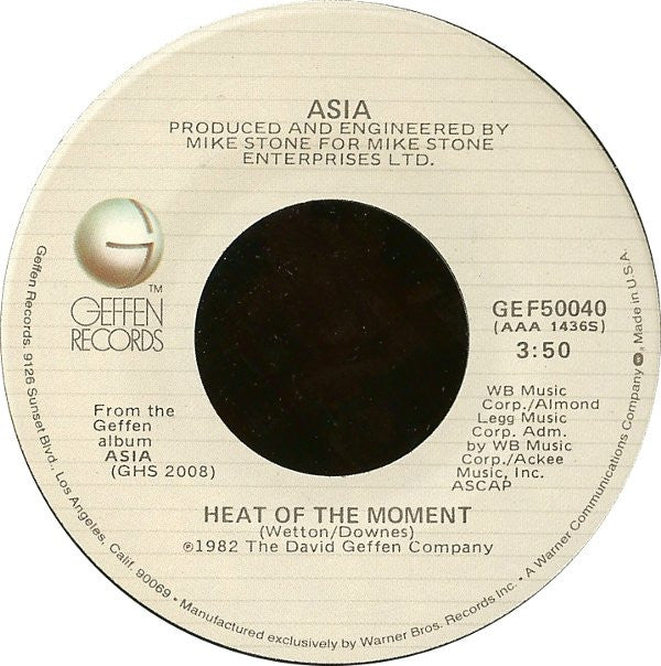 Asia (2) : Heat Of The Moment (7", Single, Spe)