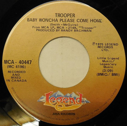 Trooper (4) : Baby Woncha Please Come Home (7", Single)