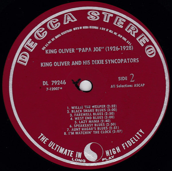 King Oliver And His Dixie Syncopators* : King Oliver "Papa Joe" (1926-1928) (LP, Comp)