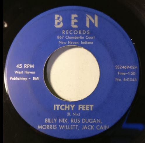 Billy Nix (2), Rus Dugan, Morris Willett, Jack Cain : Itchy Feet (7", Single)
