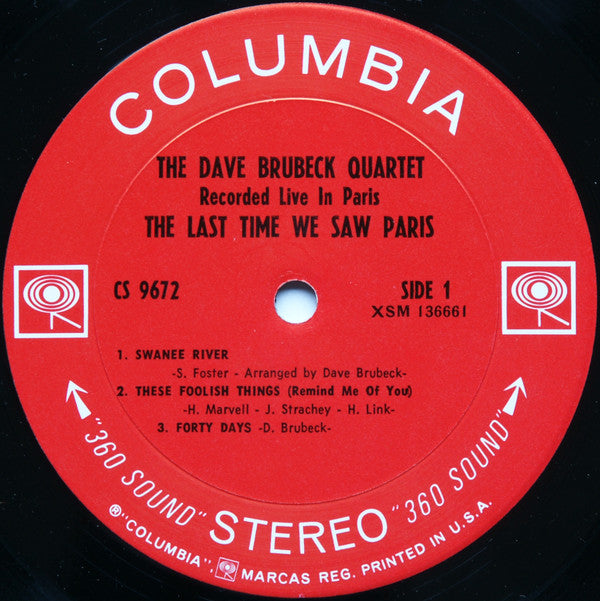 The Dave Brubeck Quartet : The Last Time We Saw Paris (LP, Album, Pit)