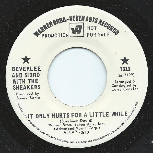 Beverlee And Sidro With The Sneakers : It Only Hurts For A Little While / Here You Come Again (7", Promo)
