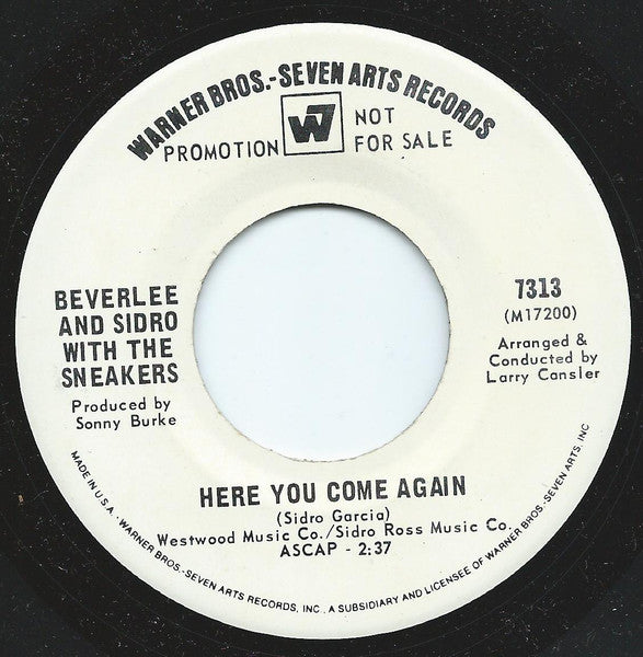 Beverlee And Sidro With The Sneakers : It Only Hurts For A Little While / Here You Come Again (7", Promo)