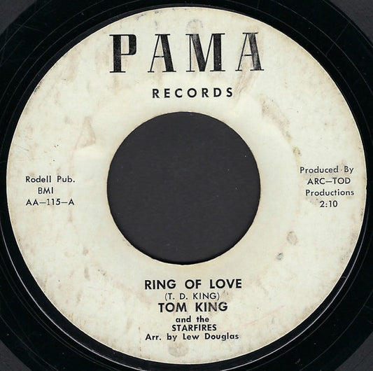 Tom King (7) And The Starfires (10) : Ring Of Love / Cheating Game  (7", Whi)