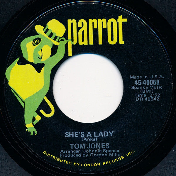 Tom Jones : She's A Lady (7", Single, Styrene, Mon)