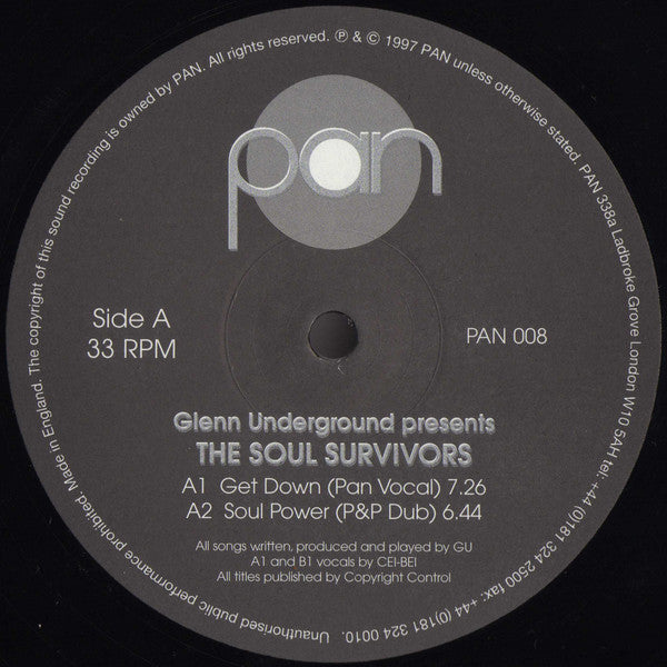 Glenn Underground Presents The Soul Survivors : Get Down (12")