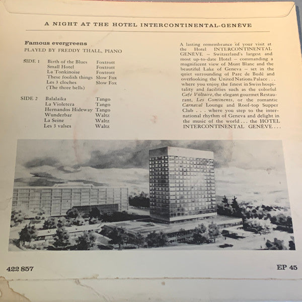 Freddy Thall : A Night At The Hotel Intercontinental Geneve (7", EP)