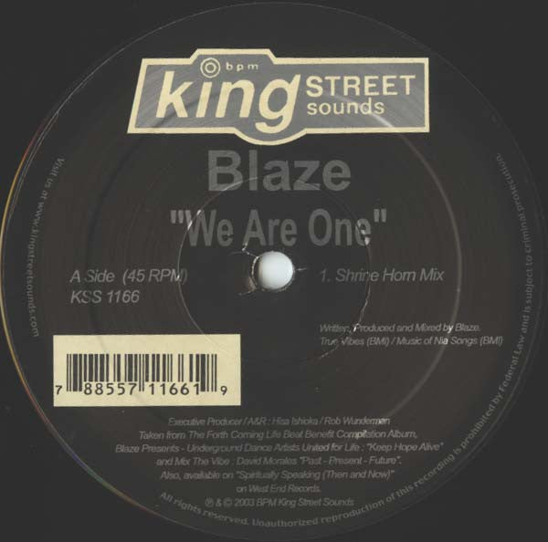 Blaze : We Are One (12")