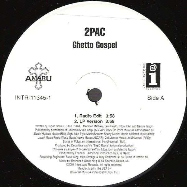 2Pac : Ghetto Gospel (12", Single)