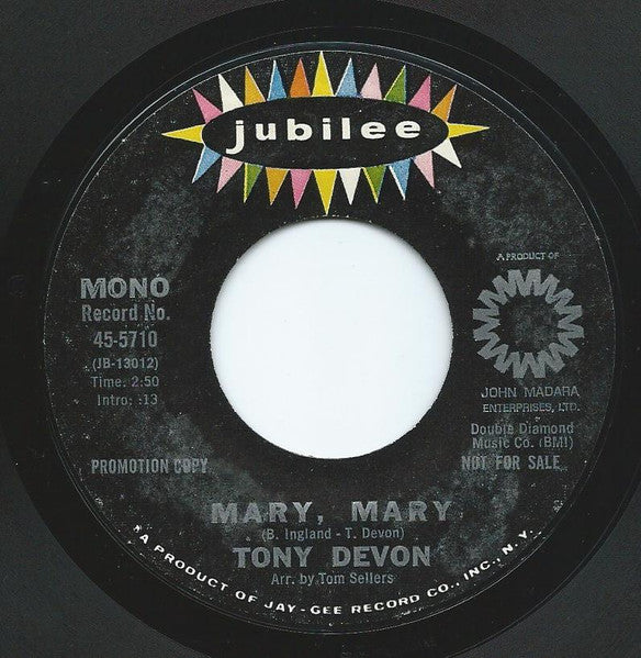 Tony Devon : Mary, Mary (7", Mono, Promo)