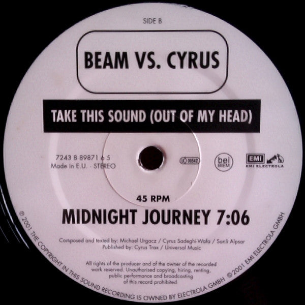 Beam vs. Cyrus : Take This Sound (Out Of My Head) (12")