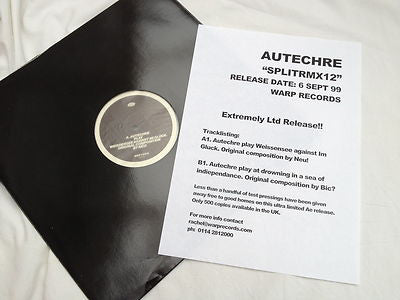 Autechre : SplitRmx12 (12", Ltd, Promo)