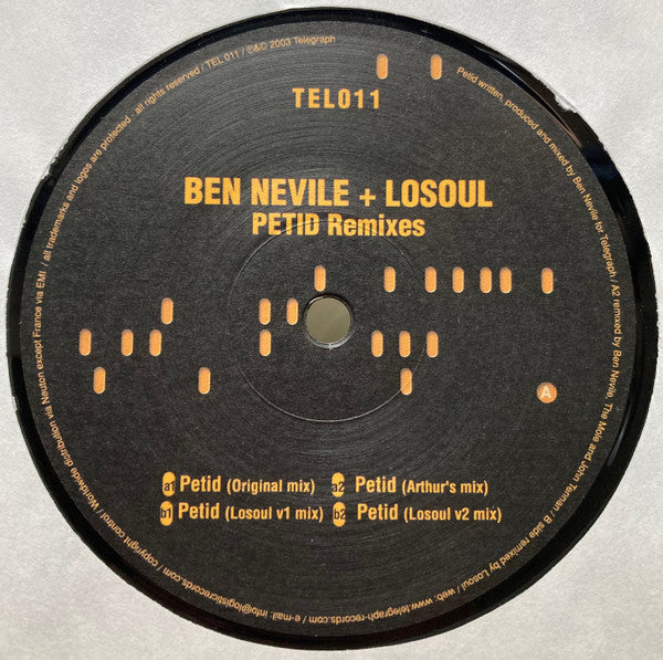 Ben Nevile + LoSoul : Petid Remixes (12")
