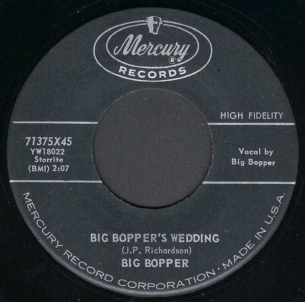 Big Bopper : Big Bopper's Wedding (7", Single)