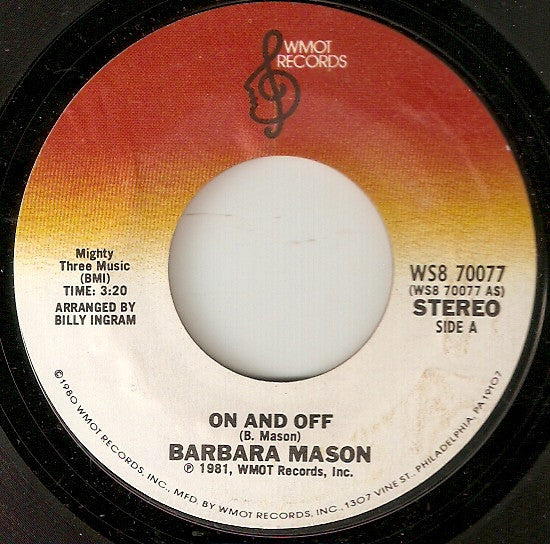Barbara Mason : On And Off (7", Single)