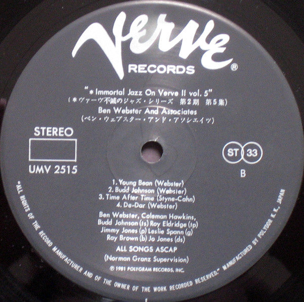 Ben Webster : Ben Webster And Associates (LP, Album, RE)