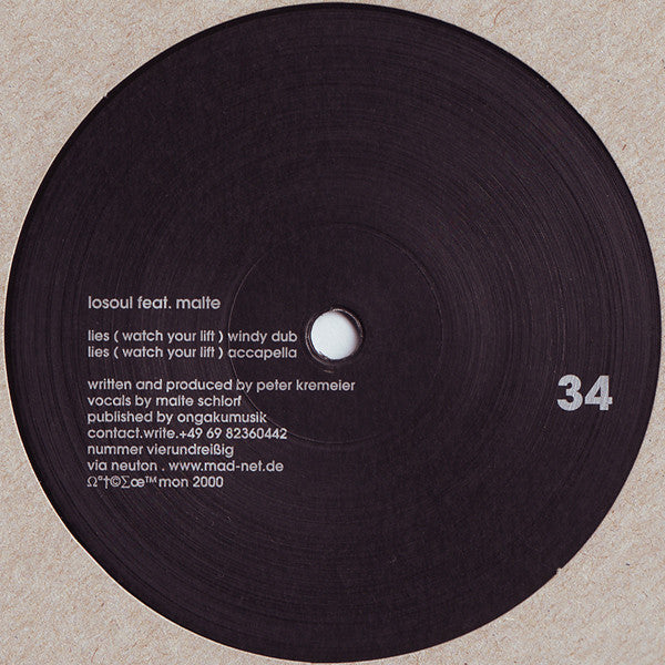 LoSoul Feat. Malte Schlorf : Lies (Watch Your Lift) (12")
