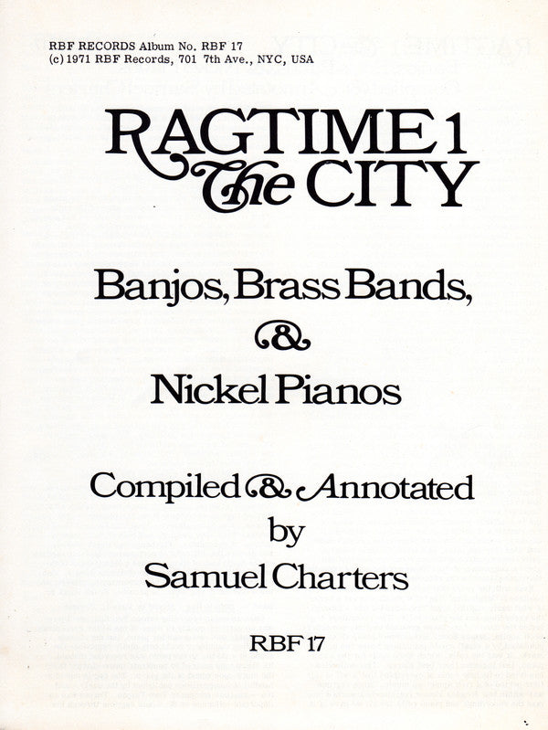 Various : Ragtime 1: The City (LP, Comp)