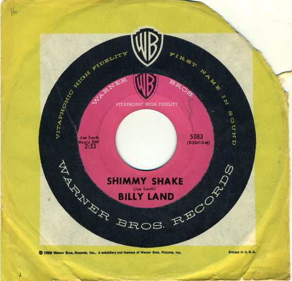 Billy Land : Four Wheels / Shimmy Shake (7", Single)