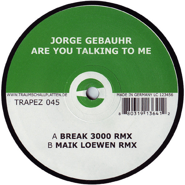 Jorge Gebauhr : Are You Talking To Me (12")