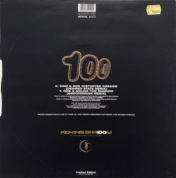 Dominic Angus & Rob Playford & Goldie : Shadow 100 (Remixes By Desired State & Grooverider) (12", Ltd)