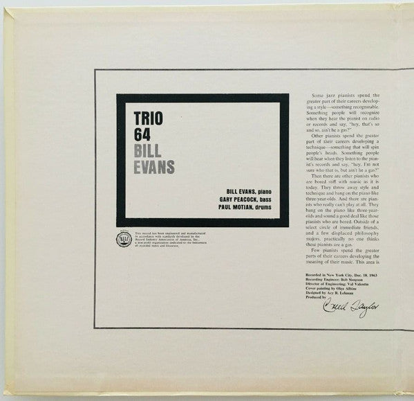 Bill Evans : Trio 64 (LP, Album, Mono, Gat)