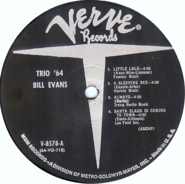 Bill Evans : Trio 64 (LP, Album, Mono, Gat)