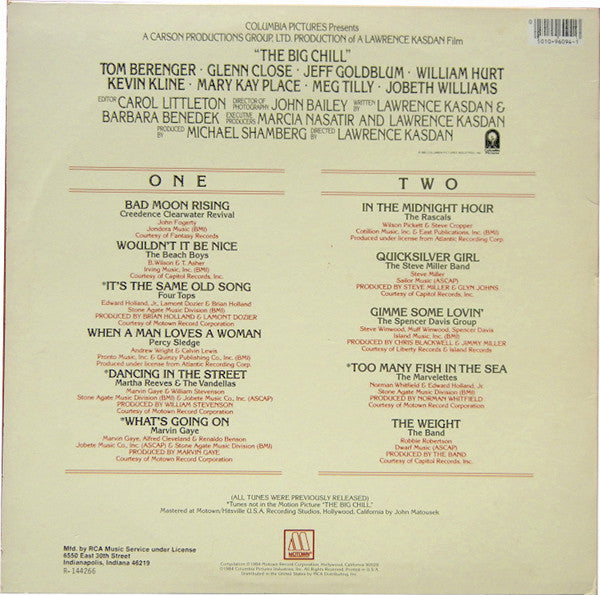 Various : More Songs From The Original Soundtrack Of The Big Chill (LP, Comp, Club)