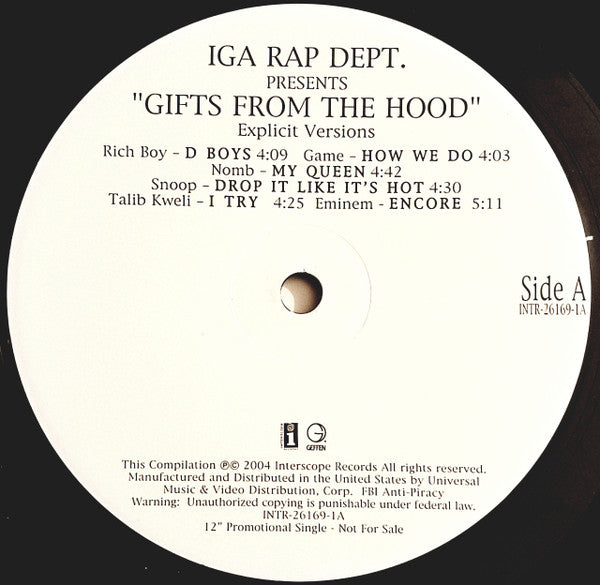 Various : IGA Rap Dept. Presents Gifts From The Hood (2xLP, Comp, Promo)