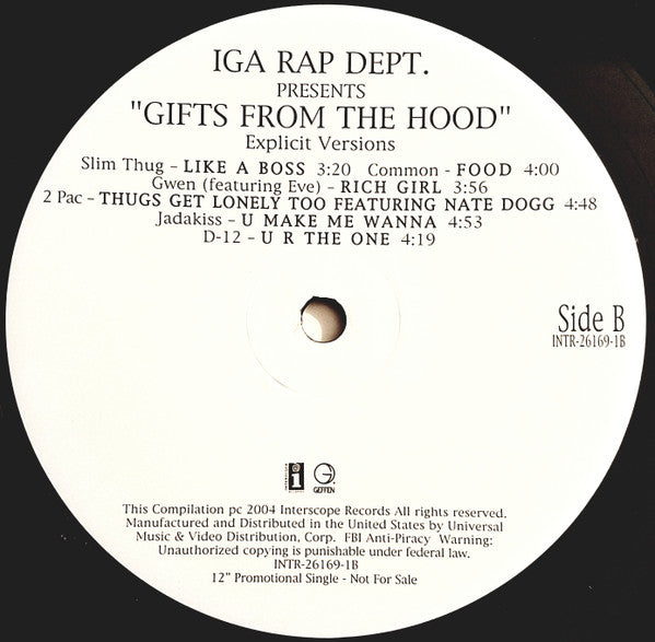 Various : IGA Rap Dept. Presents Gifts From The Hood (2xLP, Comp, Promo)