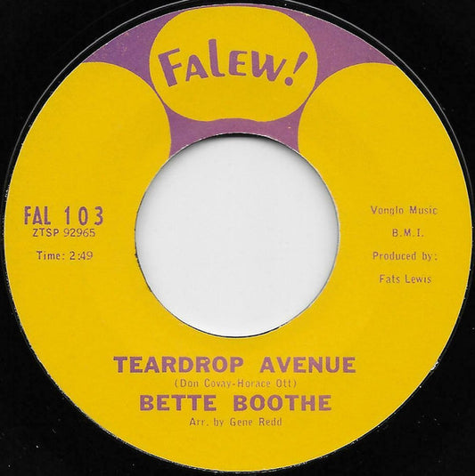 Bette Boothe : Teardrop Avenue / Right On Time (7")