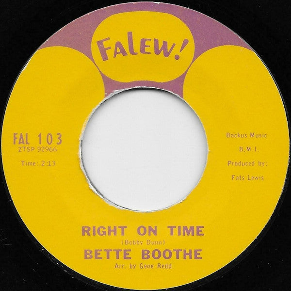 Bette Boothe : Teardrop Avenue / Right On Time (7")