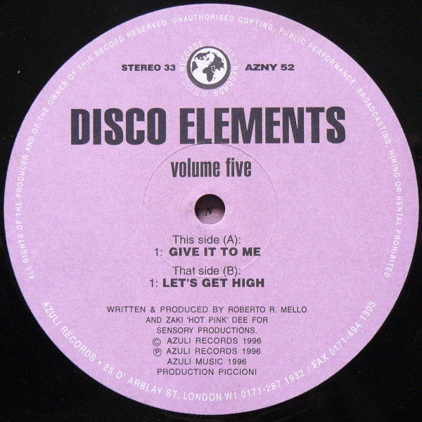 Disco Elements : Volume Five (12")