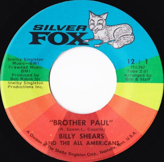 Billy Shears & The All Americans : Brother Paul / Message To Seymour (7")