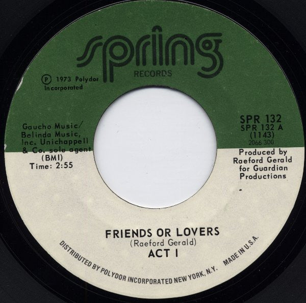 Act 1 : Friends Or Lovers (7", Single, Styrene)