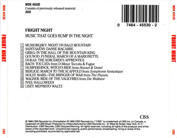 Various : Fright Night (CD, Album, Comp)
