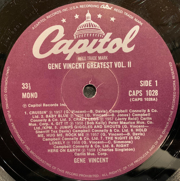 Gene Vincent : Gene Vincent Greatest Vol. II (LP, Comp)
