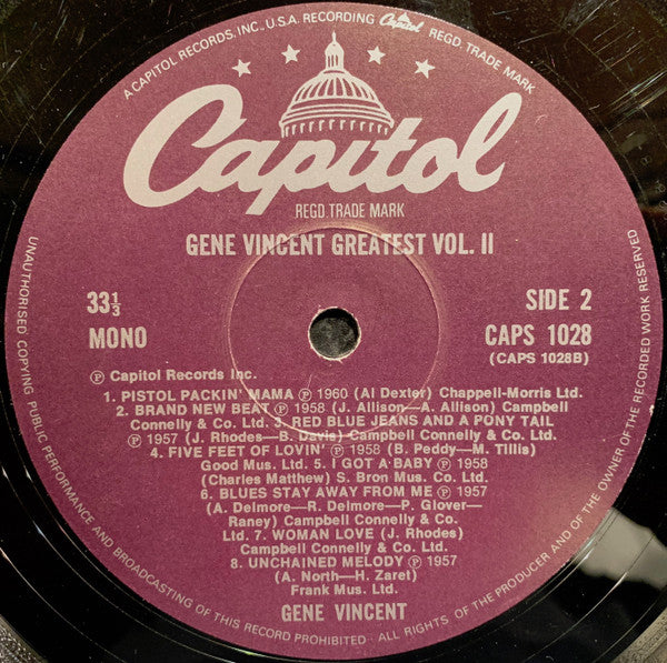 Gene Vincent : Gene Vincent Greatest Vol. II (LP, Comp)