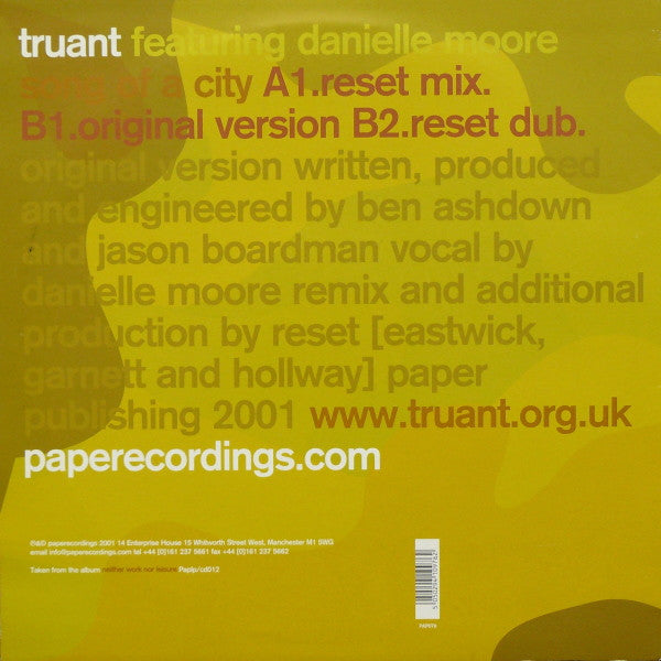 Truant Featuring  Danielle Moore : Song Of A City (12")